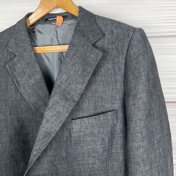 DANIEL HECHTER Paris Linen Blazer Suit Jacket Double Vents Single Breasted - Picture 4 of 12